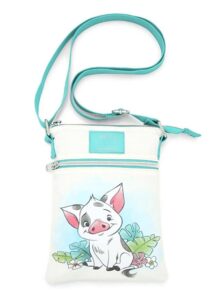 loungefly disney moana pua & hei hei watercolor passport crossbody bag