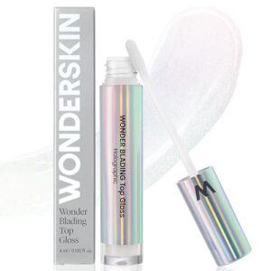 wonderskin wonder blading top gloss - lip gloss, high shine finish, hydrating lip gloss, lip makeup (holographic)