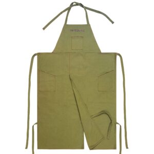 Potterhyme Full Coverage Pottery Apron Split Leg - 100% Cotton Canvas Potter's Aprons For Men & Women - For Ceramic Wheel Throwing, Woodturning, Painting, Leather Carving, and Clay or Tattoo Artists