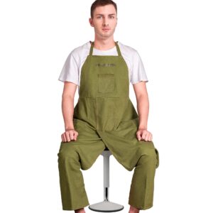 Potterhyme Full Coverage Pottery Apron Split Leg - 100% Cotton Canvas Potter's Aprons For Men & Women - For Ceramic Wheel Throwing, Woodturning, Painting, Leather Carving, and Clay or Tattoo Artists