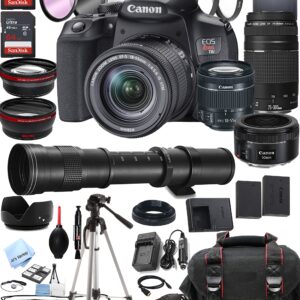 Canon EOS Rebel T8i DSLR Camera w/EF-S 18-55mm F/4-5.6 is STM Lens + 75-300mm F/4-5.6 III Lens + 50mm f/1.8 STM Lens + 420-800mm Super Telephoto Lens + 128GB Memory (42pc Extreme Bundle)