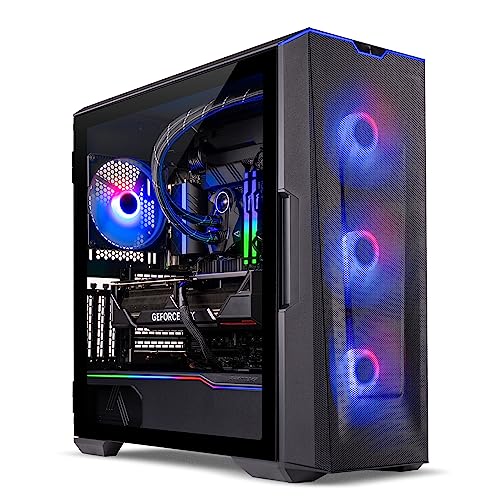 Skytech Eclipse Gaming PC Desktop – Intel Core i7 13700K 3.4 GHz, NVIDIA RTX 4080, 1TB NVME Gen4 SSD, 32GB DDR5 RAM RGB, 1000W Gold PCIE 5.0 PSU, 420mm AIO, 11AC Wi-Fi, Windows 11 Home 64-bit