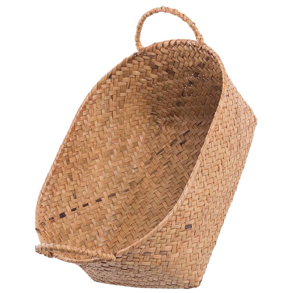 Zerodeko Straw Storage Basket Fruit Serving Basket Woven Storage Basket Wicker Storage Basket Rattan Storage Baskets Storage Bins with Lids Woven Basket Decor Fashion Iron Laundry Basket