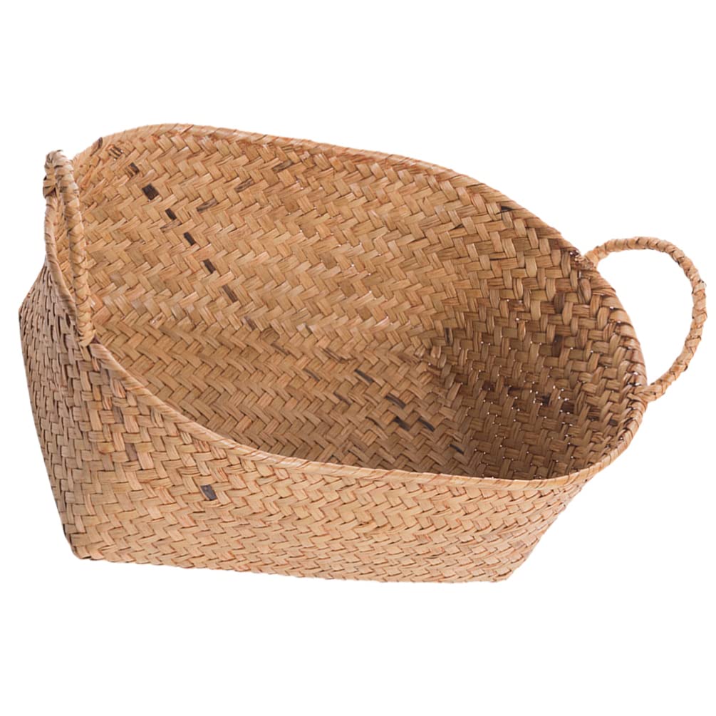 Zerodeko Straw Storage Basket Fruit Serving Basket Woven Storage Basket Wicker Storage Basket Rattan Storage Baskets Storage Bins with Lids Woven Basket Decor Fashion Iron Laundry Basket