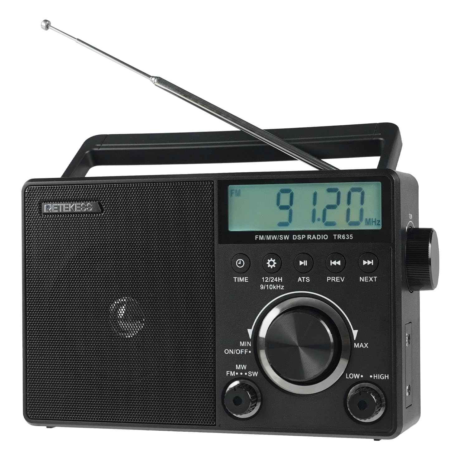 Retekess TR635 AM FM Radio with External Antenna Jack, Portable Shortwave Radio with Best Reception, Backlight LCD Display, Time Setting,Battery Operated or AC Power,Earphone Jack for Gift,Elder,Home