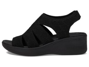 skechers women's pier-lite-memory maker wedge sandal, black/black, 7