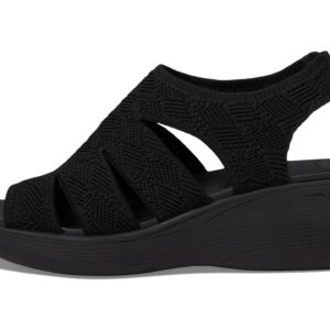 Skechers Women's PIER-LITE-Memory Maker Wedge Sandal, Black/Black, 7