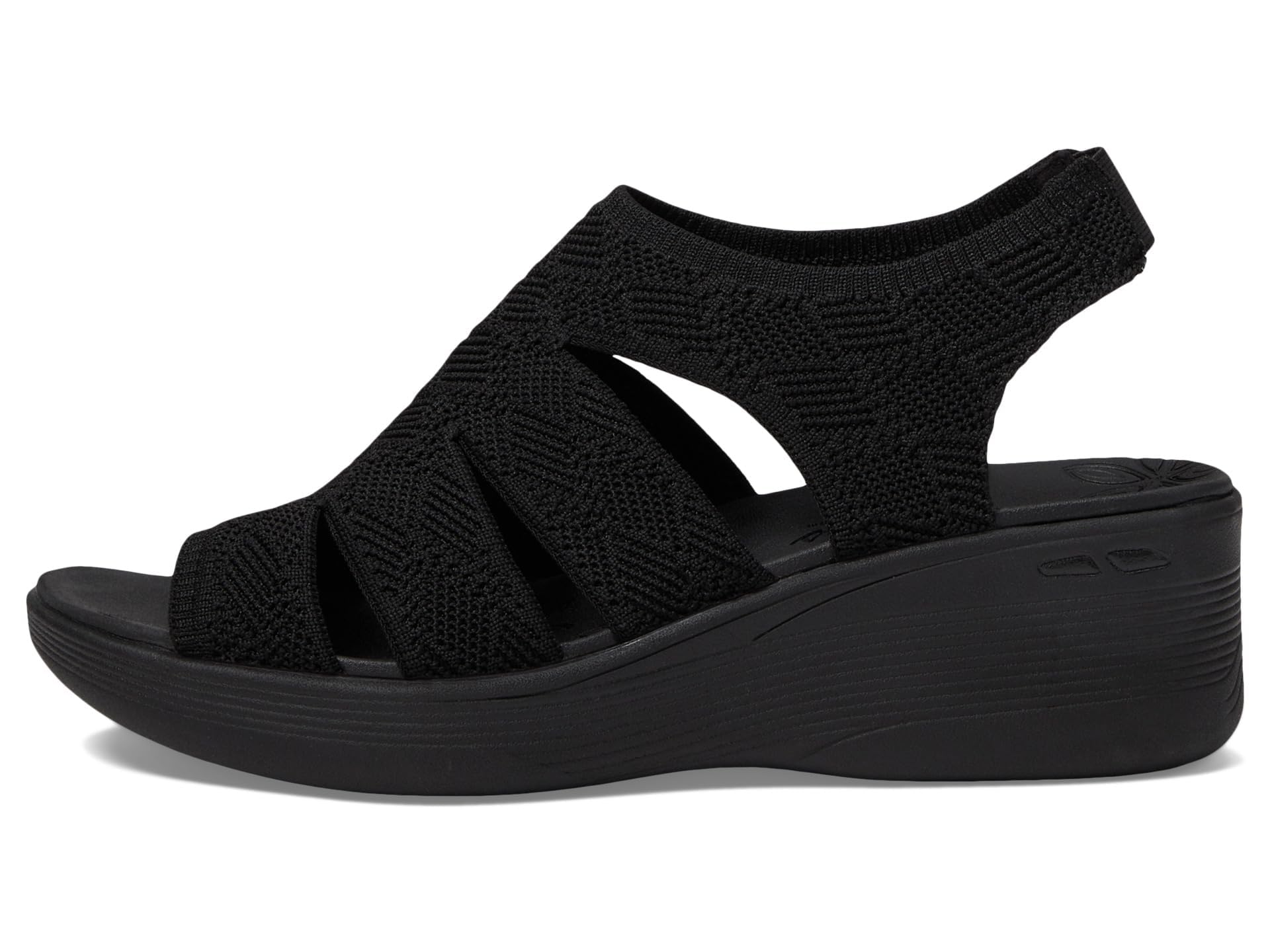 Skechers Women's PIER-LITE-Memory Maker Wedge Sandal, Black/Black, 7