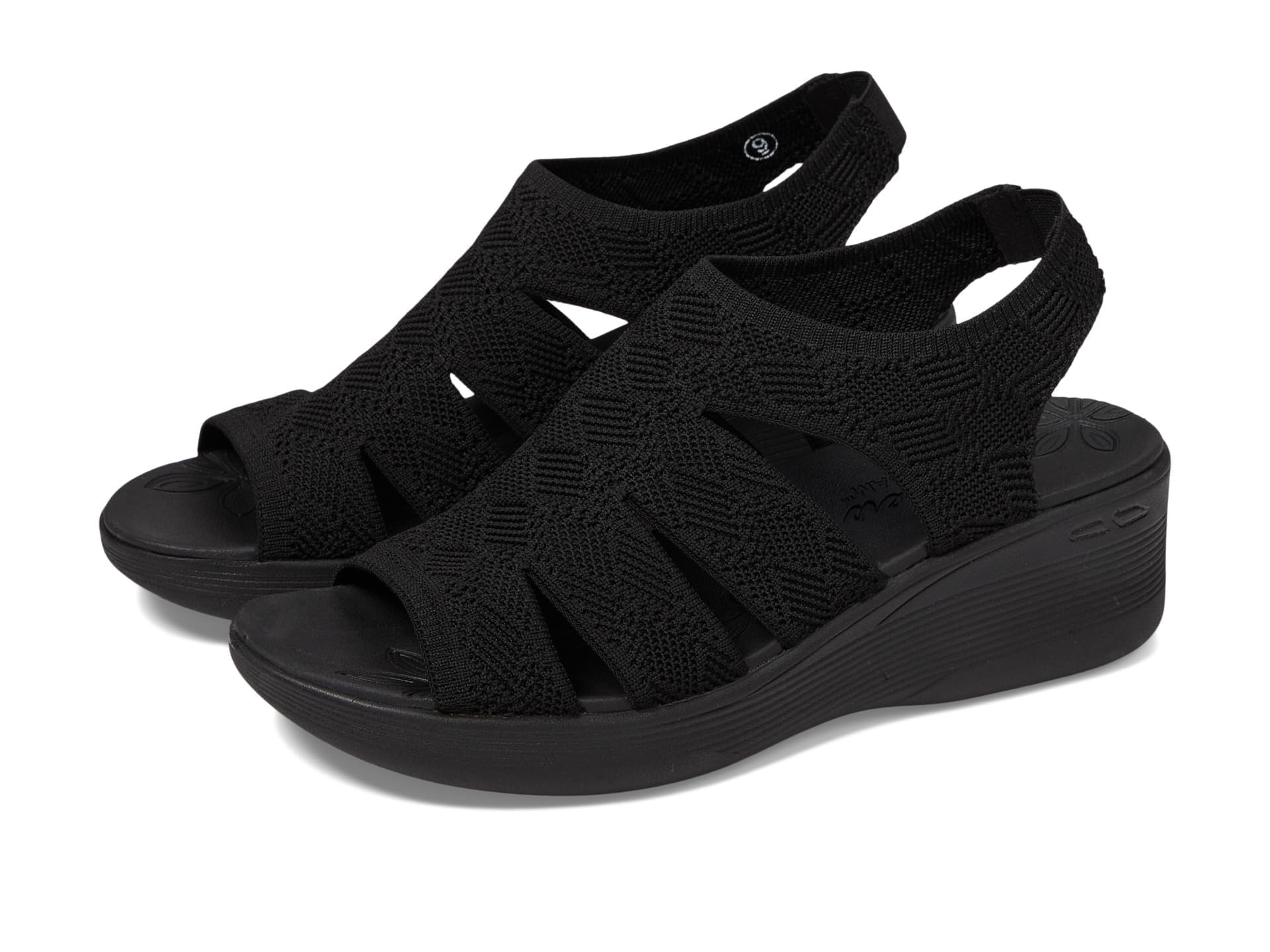 Skechers Women's PIER-LITE-Memory Maker Wedge Sandal, Black/Black, 7