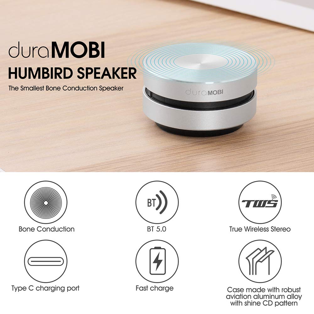 Henniu Bone Conduction Speakers, Wireless Speakers 1 Pack Humbird Speaker Wirelessly BT Speaker Mini Portable Loud Stereo Sound Built-in Mic Sound Box(Black-1pcs)