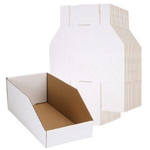 exyglo garage storage bins, pack of 35 cardboard shelf organizer bins 12x6x4.5inch pantry bins for parts, snacks, bottles, cans