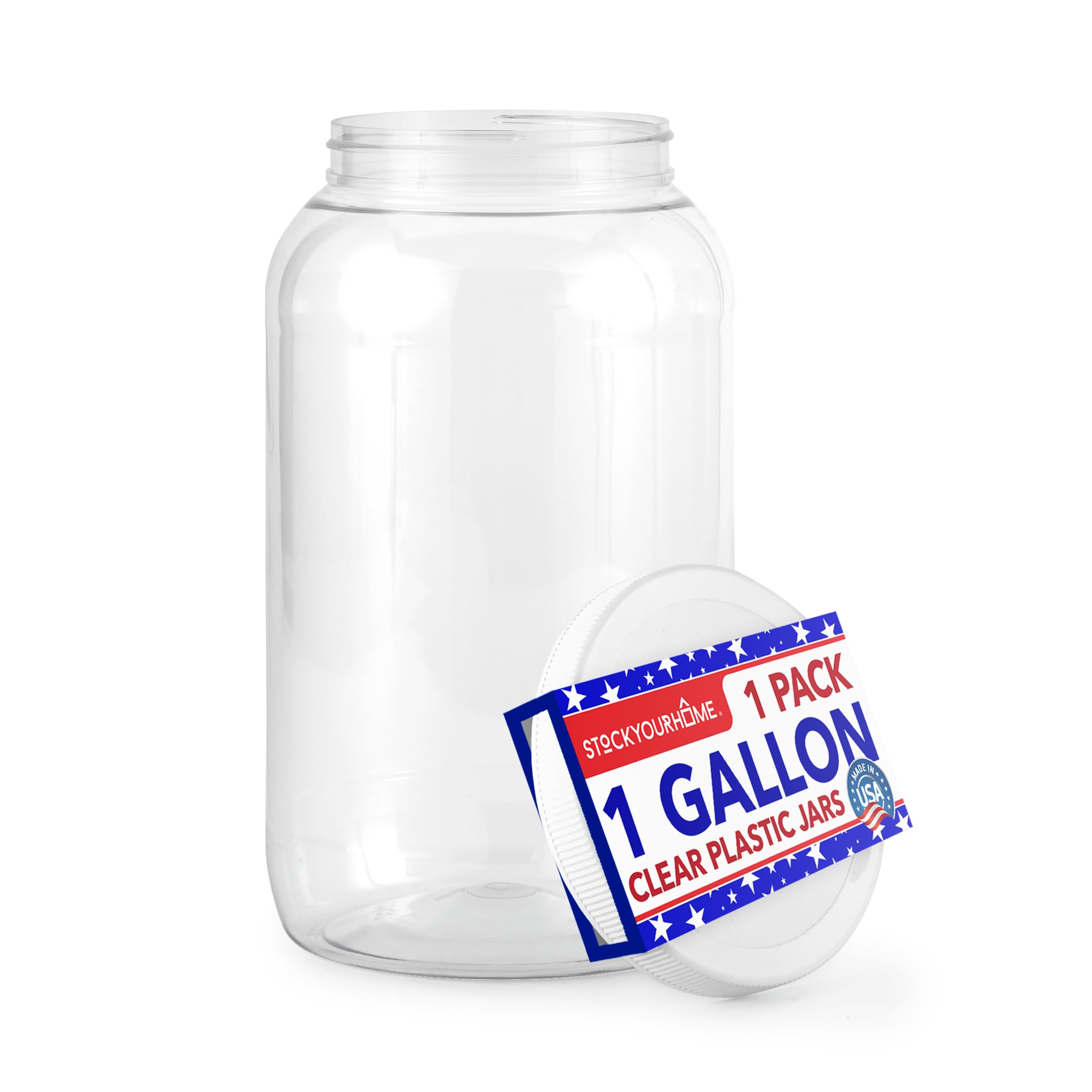 Stock Your Home 1 Gallon Clear Plastic Jars with Lids (1 Pack) 128 oz Wide Mouth Large Jar with Lid, Big Container for Candy, Cookies, Arts & Crafts, Bartender Money Tips, Kitchen & Pantry Storage