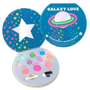 Expressions 10 Color Eyeshadow Palette & Blush Makeup Novelty Beauty Set, Fold Out Compact with Mirror, Washable, Non-Toxic,Galaxy Love Glisten & Glitter Makeup Palette