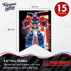 Treasures Gifted Officially Licensed Transformers Birthday Banner Set of 3 - (1) Transformers Banner & (2) Pennant Banners - Transformers Party Decorations - Transformers Party Supplies