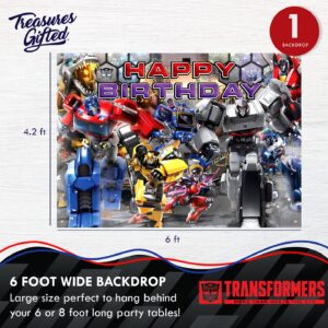 Treasures Gifted Officially Licensed Transformers Backdrop 4.25ft x 6ft - Transformers Party Decorations - Transformers Birthday Banner - Transformers Party Supplies - Transformers Birthday Backdrop