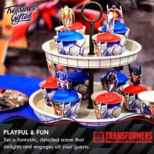 Treasures Gifted Officially Licensed Transformers Cupcake Toppers & Wrappers 24ct - Transformers Cake Decorations - Transformers Birthday Party Supplies - Transformers Birthday Decorations