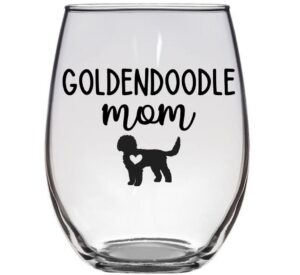 goldendoodle mom - premium 21oz stemless wine glass - gift for golden doodle dog lovers