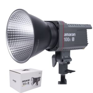 amaran 100x S Bi-Color Bowens Mount Point-Source LED Video Light,100W Output Studio Light,Bluetooth App Control 9 Built-in Lighting Effects DC/AC Power Supply Ultra Silent Fan(amaran 100xS)