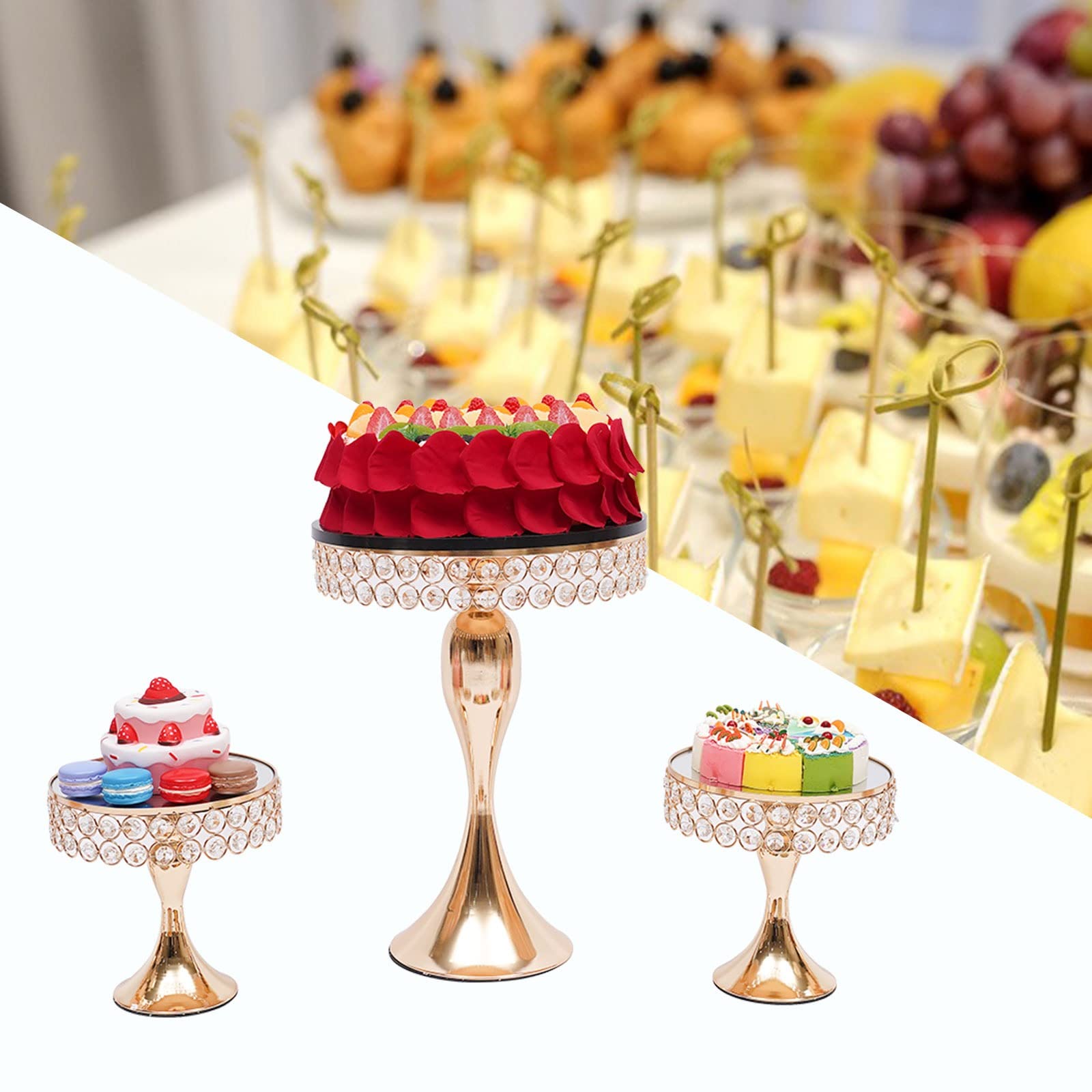 10 Pack Cake Stands Set Metal Cupcake Holder Cake Tray Crystal with Acrylic Mirror, Dessert Display Plate Decor Serving Platter for Party Wedding Birthday Baby Shower Celebration Home Decoration