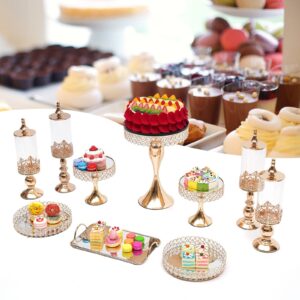 10 Pack Cake Stands Set Metal Cupcake Holder Cake Tray Crystal with Acrylic Mirror, Dessert Display Plate Decor Serving Platter for Party Wedding Birthday Baby Shower Celebration Home Decoration