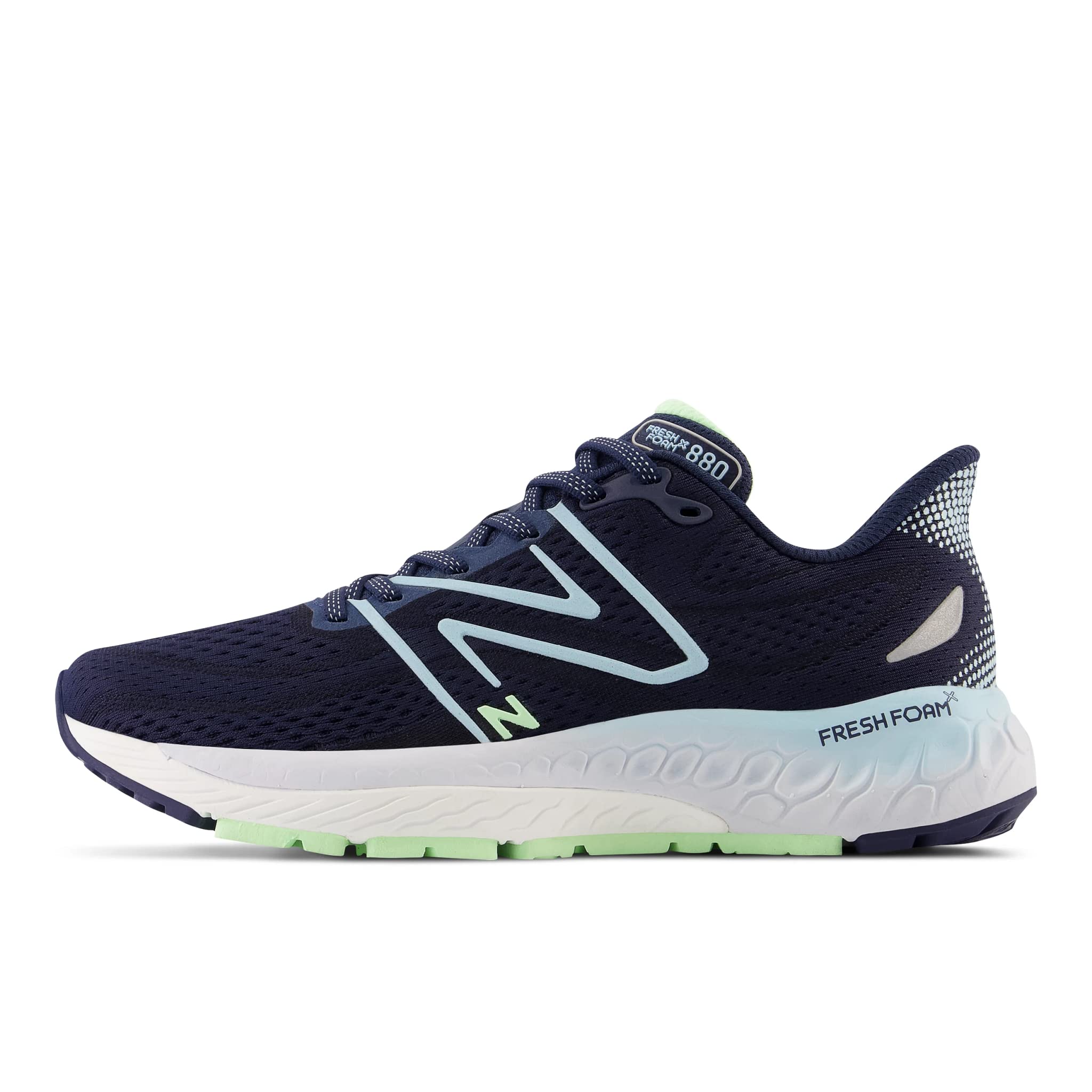 New Balance Women's W880N13 Running Shoe, Nb Navy/Bleach Blue/Green Aura, 10