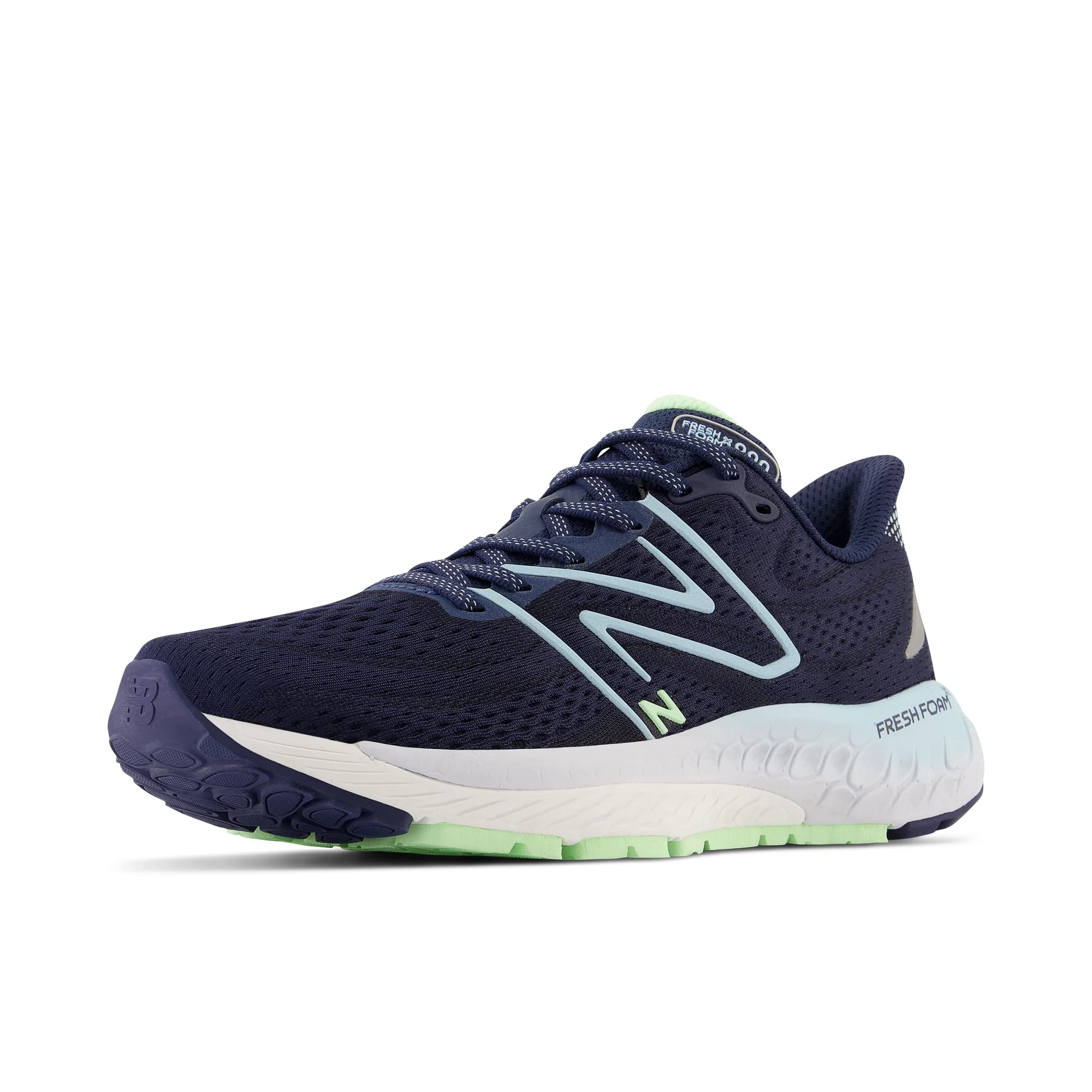 New Balance Women's W880N13 Running Shoe, Nb Navy/Bleach Blue/Green Aura, 10