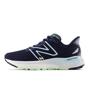 new balance women's w880n13 running shoe, nb navy/bleach blue/green aura, 8 wide