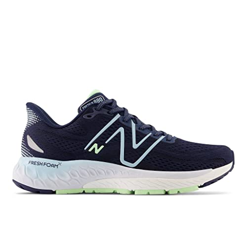 New Balance Women's W880N13 Running Shoe, Nb Navy/Bleach Blue/Green Aura, 8 Wide