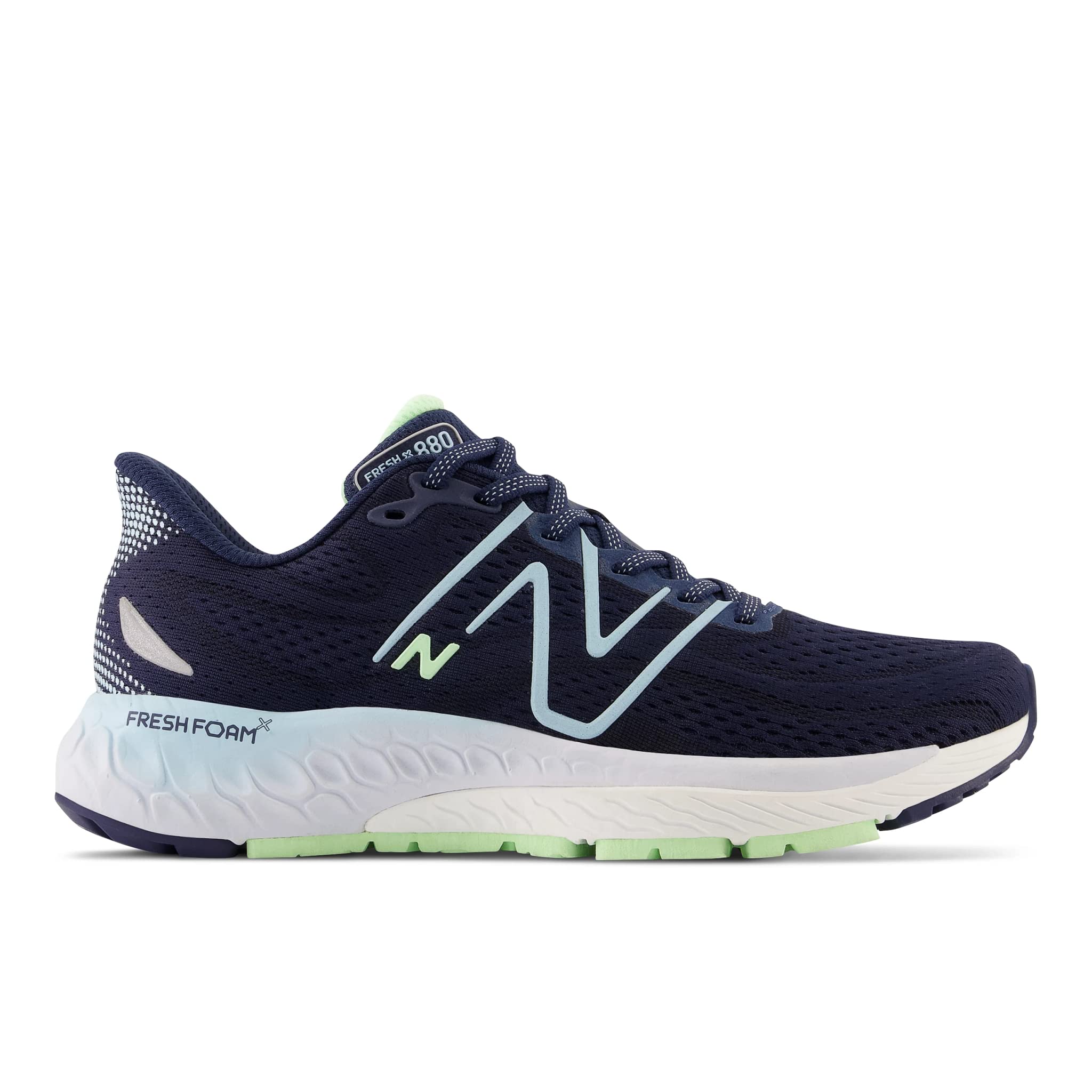 New Balance Women's W880N13 Running Shoe, Nb Navy/Bleach Blue/Green Aura, 9 Wide