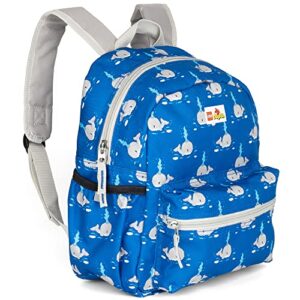 lego duplo block backpack, toddler-sized school and travel bag for boys and girls, whale print