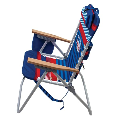 Tommy Bahama Hi-Boy 17" Seat Height 4-Position Lace-Up Suspension Folding Beach Backpack Chair, Stripe