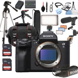 sony a7s iii mirrorless camera body (no lens) + led always on light + 128gb memory, filters, case, tripod + more (28pc bundle kit)