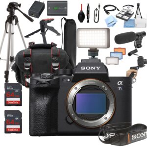 Sony a7S III Mirrorless Camera Body (NO Lens) + LED Always on Light + 128GB Memory, Filters, Case, Tripod + More (28PC Bundle Kit)