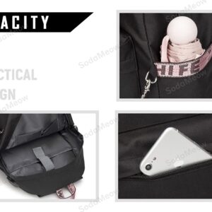 Genshin Impact Backpack Bag Xiao Klee Raiden Shogun Rucksack Keqing with USB Charging Port, Free Keychain (24)