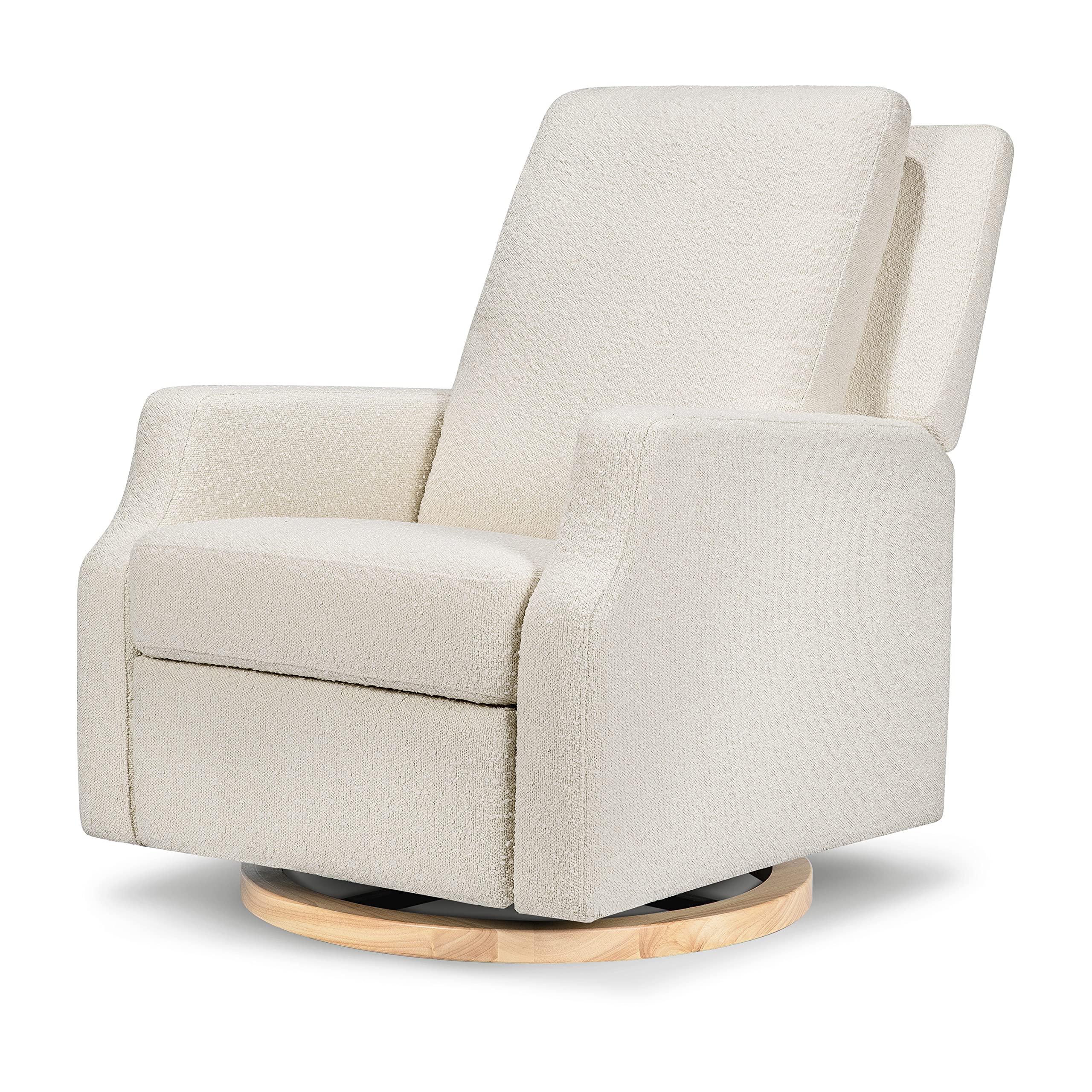 Namesake Crewe Recliner and Swivel Glider in Ivory Boucle with Light Wood Base, Greenguard Gold Certified