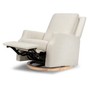 Namesake Crewe Recliner and Swivel Glider in Ivory Boucle with Light Wood Base, Greenguard Gold Certified