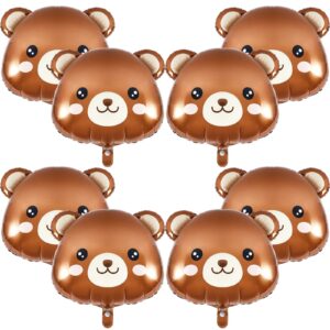 8 Pcs Bear Balloons 21x22 Inch Bear Shaped Animal Balloons Bear Baby Shower Decorations Helium Brown Bear Foil Balloons Bear Head Balloon for Jungle Woodland Animal Farm Safari Theme Party Decoration