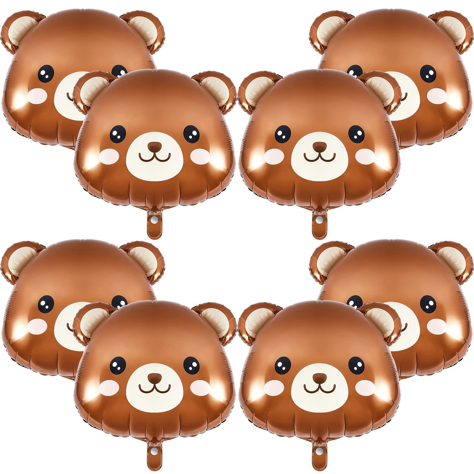 8 Pcs Bear Balloons 21x22 Inch Bear Shaped Animal Balloons Bear Baby Shower Decorations Helium Brown Bear Foil Balloons Bear Head Balloon for Jungle Woodland Animal Farm Safari Theme Party Decoration