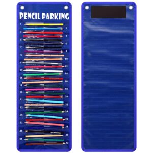 pencil pocket chart pencil parking pocket chart pencil dispenser organizer holder nylon fabric with grommets and magnetic strip for kids teachers classroom school storage supplies (simple)