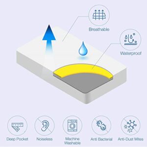 Waterproof 2 Piece Split Mattress Protector for Adjustable Beds, Soft Waterproof Matressprotector Noiseless Fitted Style Cover 2 PC [30" X 80" + 30" X 80"]- Fits Upto 16 Inch Deep Pocket - Queen