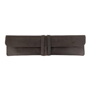 cast leather co., single knife case, rectangular protector for chef's knife, travel bag, full grain leather, handmade, bourbon brown