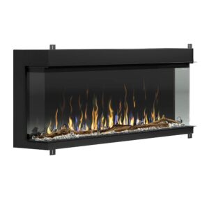 dimplex ignitexl bold 60-in built-in linear modern electric fireplace with multiple display options, multi-colored flames | with crystals and driftwood logset, model: xlf6017-xd