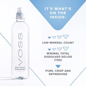 VOSS Premium Still Bottled Water - Pure, Crisp & Refreshing - BPA Free PET Plastic Water Bottles with Sports Cap for Easy, Spill-Free Drinking - Ideal for Gym, Running, Hiking - 500ml, Pack of 24