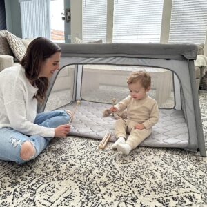 newton baby travel crib and play yard - 2023 model | 100% breathable & washable portable playpen | largest-in-class with travel bag & sheet + optional bassinet