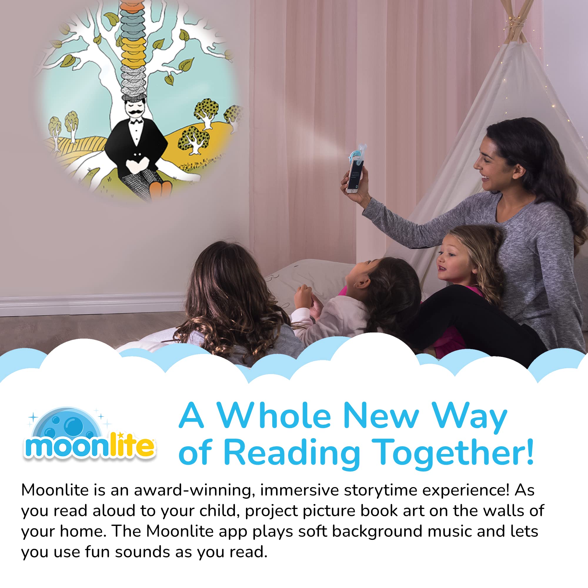 Moonlite Storytime Caps for Sale Storybook Reel, A Magical Way to Read Together, Digital Story for Projector, Fun Sound Effects, Learning Gifts for Kids Ages 1 Year and Up