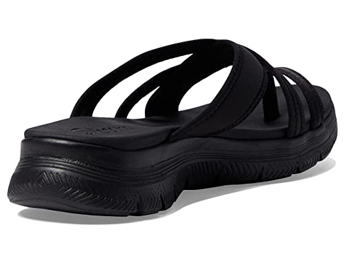 Skechers Women's Flex Appeal 4.0-Startup 3.0 Sport Sandal, Black/Black, 7