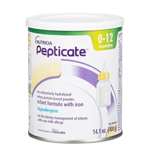 Pepticate Baby Formula, Hypoallergenic Powdered Infant Formula for Cow Milk Allergy, with Omega 3 DHA, ARA, Iron & Prebiotics, 14.1oz