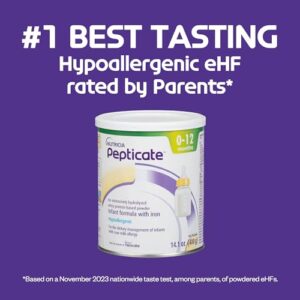 Pepticate Baby Formula, Hypoallergenic Powdered Infant Formula for Cow Milk Allergy, with Omega 3 DHA, ARA, Iron & Prebiotics, 14.1oz