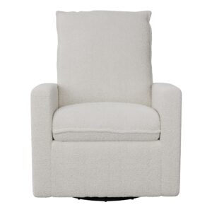 corliving caillie white boucle fabric upholstered contemporary glider recliner chair