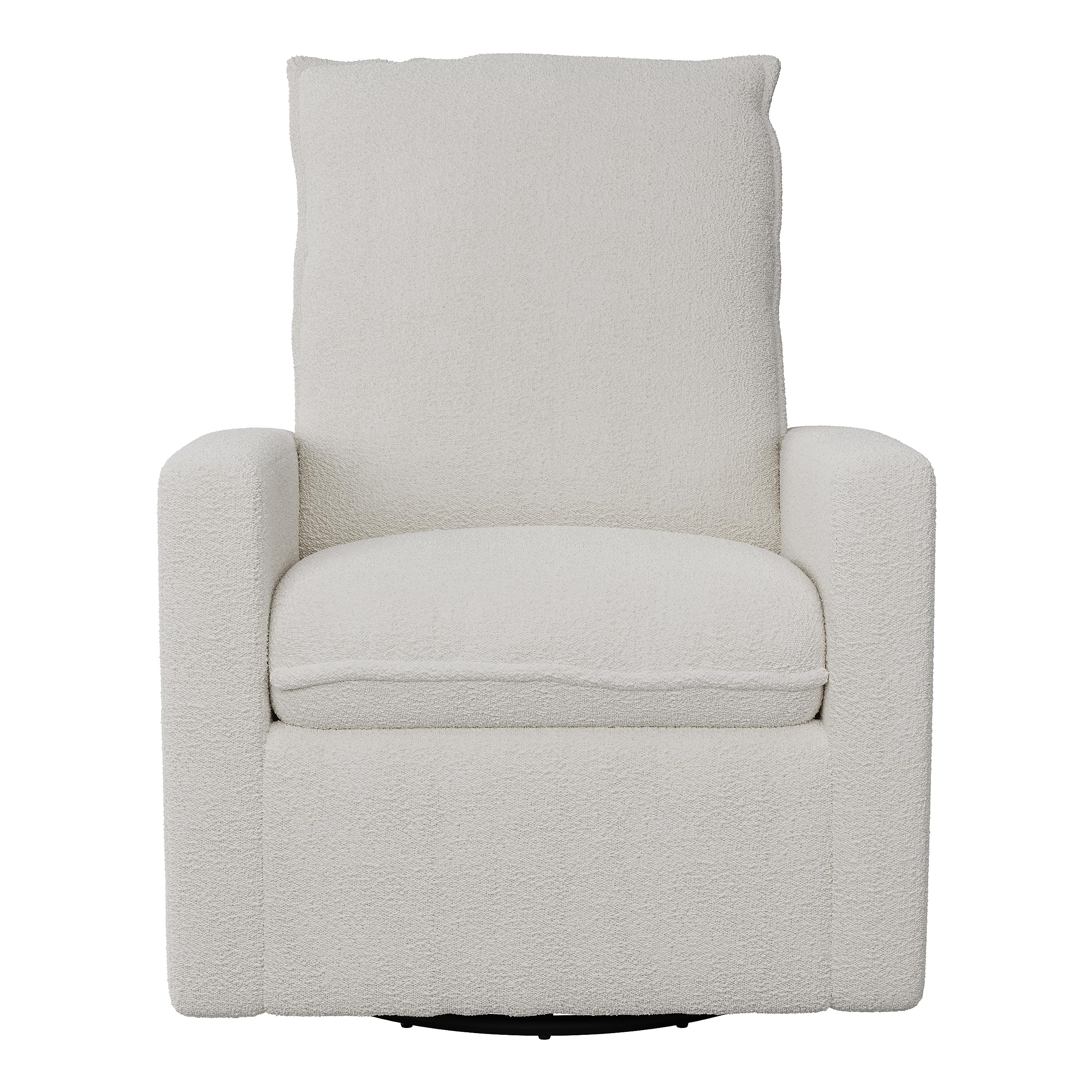 CorLiving Caillie White Boucle Fabric Upholstered Contemporary Glider Recliner Chair